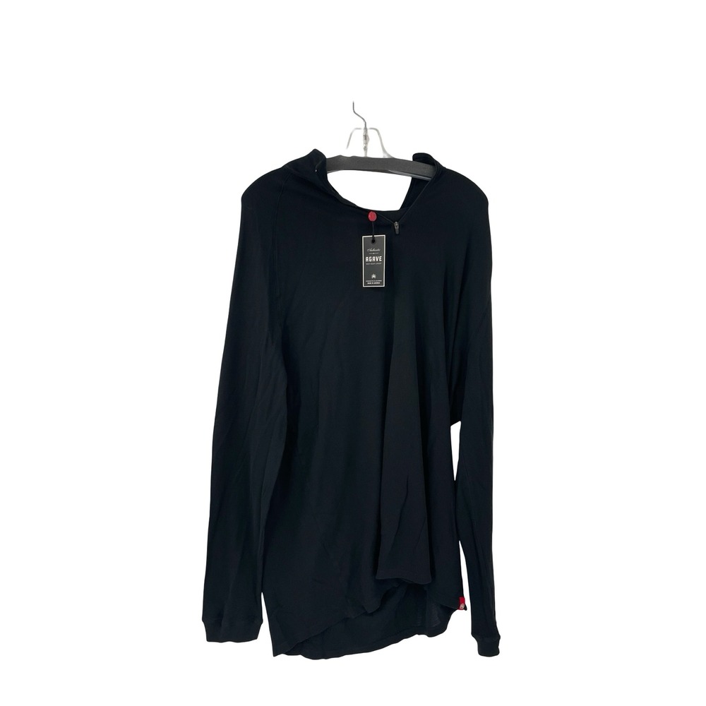 Agave Men's Hoodie Quarter Zip Black Cotton Blend XXL